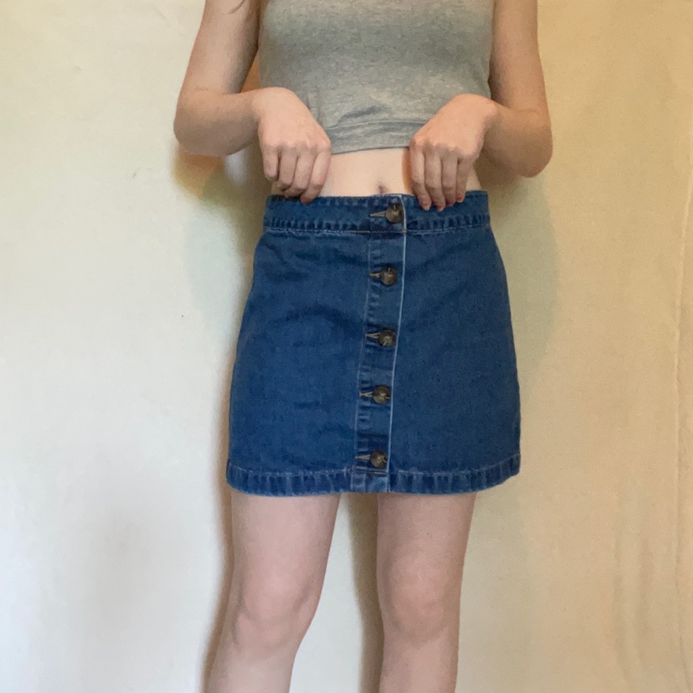 button up denim skirt